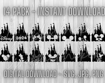 Magical Theme Park | 14 Pack Digital Download SVG JPG PNG Castle bundle castle clipart Mickey mouse magic kingdom Cut files