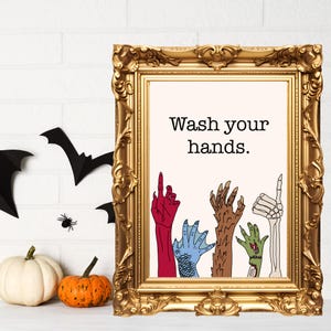Halloween Bathroom Art: Wash Your Hands Monster Print (Digital Download)
