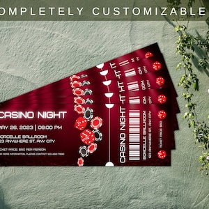 Kasino Night Invite Vorlage | Vollständige Personalisierung in Canva | Kasino-Party-Event-Einladung | Ausdruckbares Kasinoticket