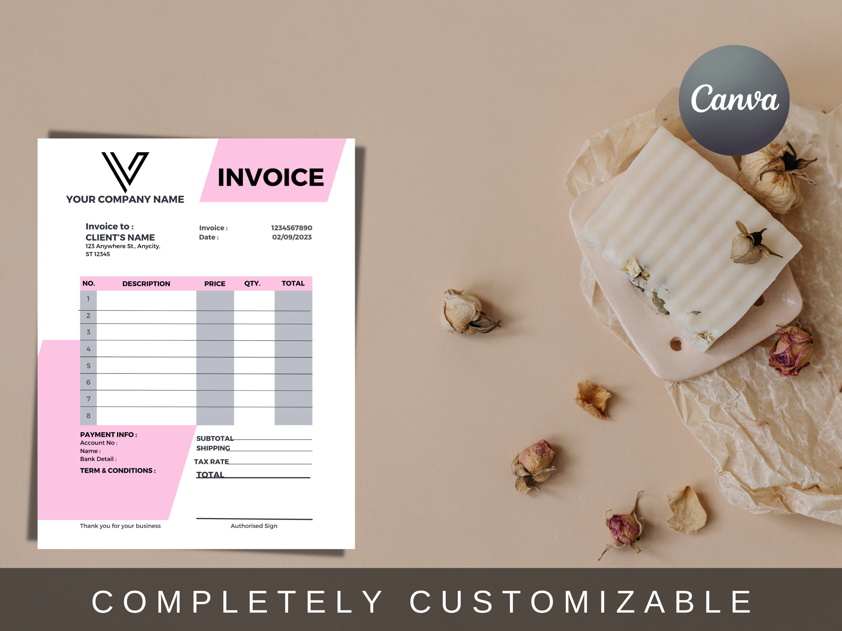 Company Invoice | Fully Editable Receipt | Editable Invoice Template ...