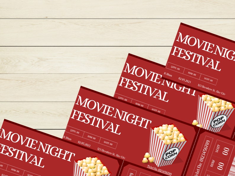 Festival Movie Ticket Invite Template Fully Customization in Canva