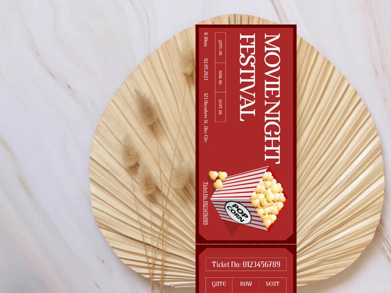 Festival Movie Ticket Invite Template Fully Customization in Canva