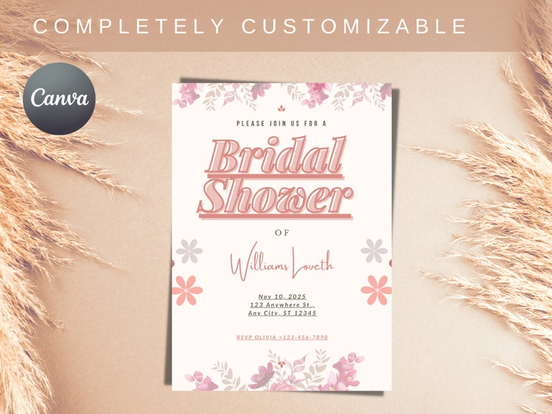 Editable Bridal Shower Invitation Bridal Shower Invitation Terracotta
