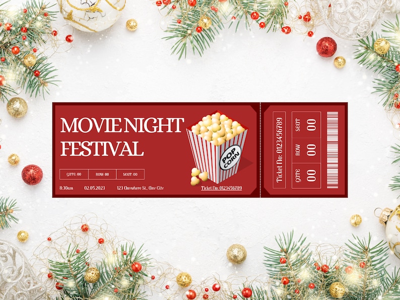 Festival Movie Ticket Invite Template Fully Customization in Canva