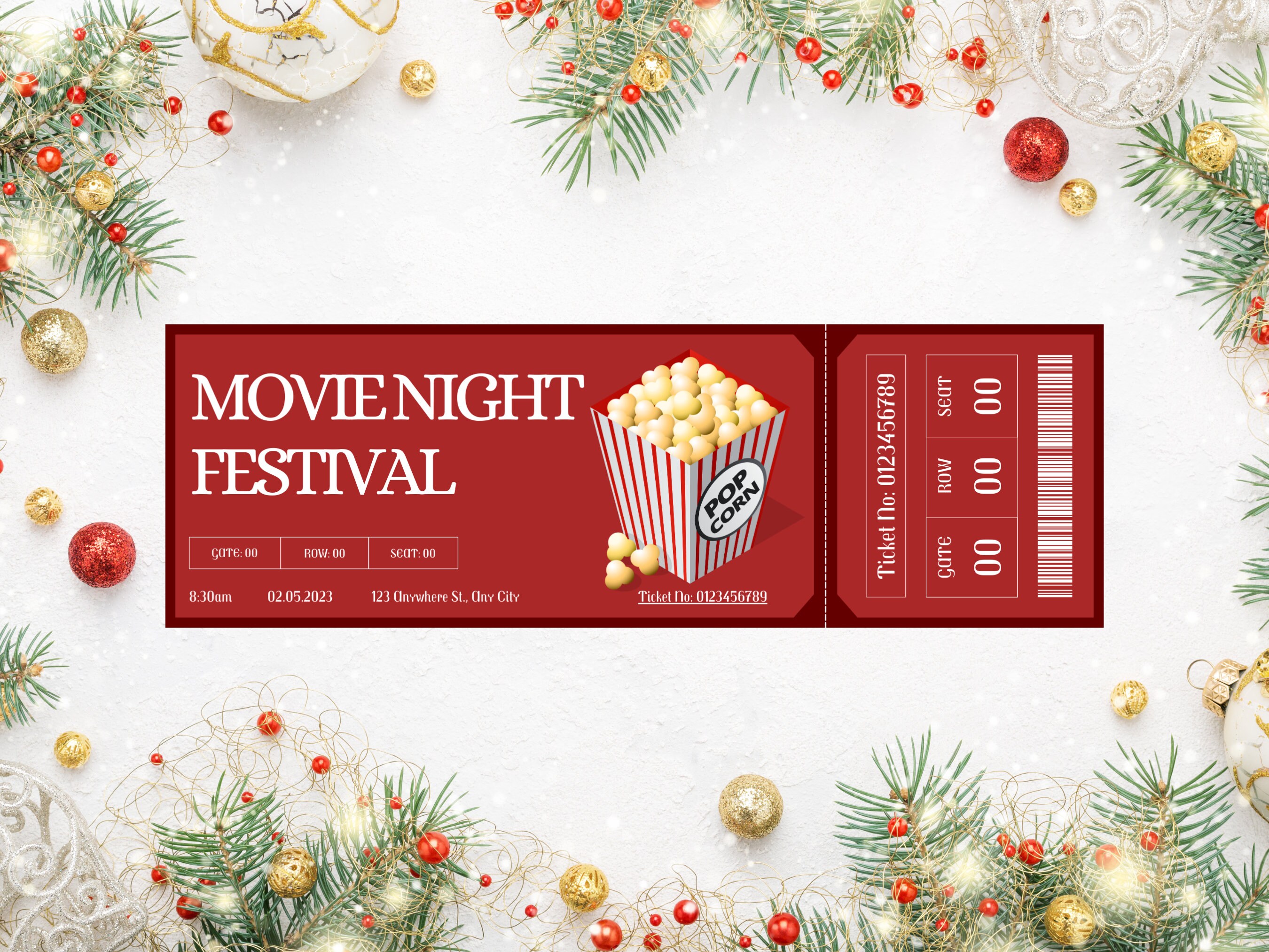 Festival Movie Ticket Invite Template | Fully Customization in Canva ...