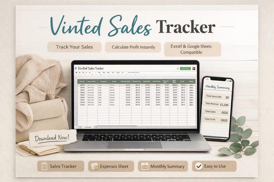 Vinted Tracking Digital Vinted Sales Tracker, Reseller Spreadsheet, Google Sheets and ...