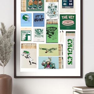 Philadelphia Eagles Matchbook Art Set: Retro Philly Football Decor image 1