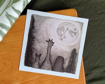 Art print - Three friends under the full moon