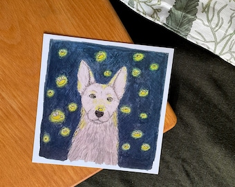 Art print - dog with fireflies