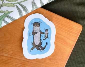 Sticker - Otter with baby