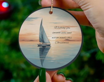 Christmas Ornament Sailboat Sailing Gift for Sailor & Boat Owner, Nautical Holiday Decor, Father's Day Gift for Sailboat Lover