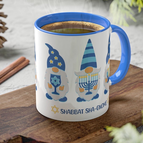Shabbat Shagnome Mug juif drôle, Mug 11 oz, Mug Happy Hanoucca, Mug Hanoucca idiot Gnome, Tasse à café Gnome, Mug Étoile de David