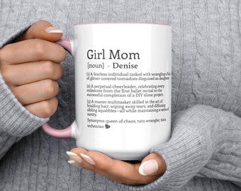 Custom Girl Mom Definition Mug, Personalized Name Coffee Cup