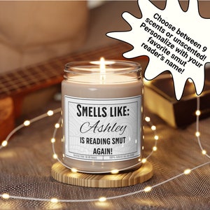 Custom Funny Booklover Scented Soy Candle, Smells Like Smut Bookish Candle Gift, Bookish Candle, Romance Reader Candle, Smutty Books, Spicy