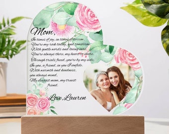 Personalized Acrylic Heart Gift For Mom With Photo, Mother's Day Poem, Custom Gift With Picture, Mother's Day Keepsake Gift, Mother And Chil