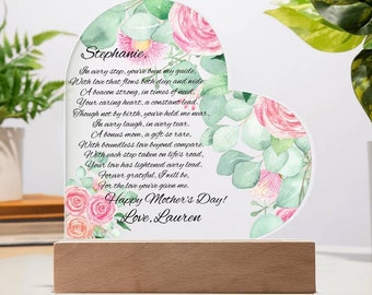 Custom Acrylic Heart For Step Mother, Bonus Mom Poem, Gift From Step Child