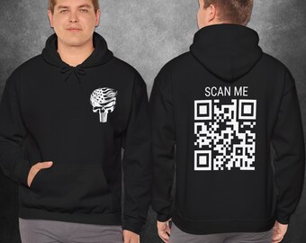 Sudadera con código QR de baile de Trump en la YMCA, código QR viral de baile de Trump en la YMCA, sudadera con capucha de Trump Punisher, camiseta con código QR de broma divertida, GIF de Trump bailando