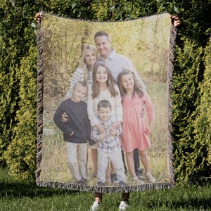Individuell gewebte Decke mit Bild, personalisierter Fototeppich, 100% Baumwolle werfen Bild 3