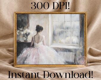 Victorian Lady Digital Wall Art, Vintage Pink Romantic Cottagecore Print, Printable Fine Art