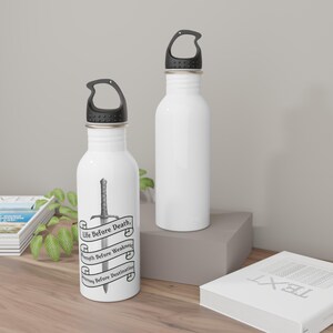 Knights Radiant Stainless Steel Water Bottle - Stormlight Archive Tumbler, Fantasy Book Reader Gift, Life Before Death, The First Ideal image 3