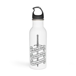 Knights Radiant Stainless Steel Water Bottle - Stormlight Archive Tumbler, Fantasy Book Reader Gift, Life Before Death, The First Ideal image 2