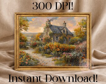 Vintage French Country Digital Wall Art, Autumn Cottage Printable Instant Download, Cottagecore Farmhouse Decor