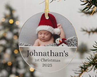 Adorno navideño personalizado para bebé, recuerdo para bebé, foto personalizada, nombre para recién nacido