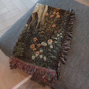 Decke aus 100 Prozent Baumwolle, mittelalterlicher Wald, Decke mit Einhorn-Motiv, Geschenk für Sie Bild 5