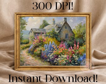 French Cottage Digital Wall Art Print, Vintage French Country Artwork, Cottagecore Farmhouse Decor