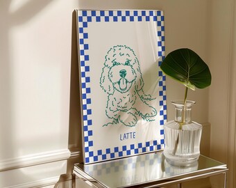 Pet Line Art Portrait Hand Drawn Digital Drawing Printable Gift For Pet Lovers Poster