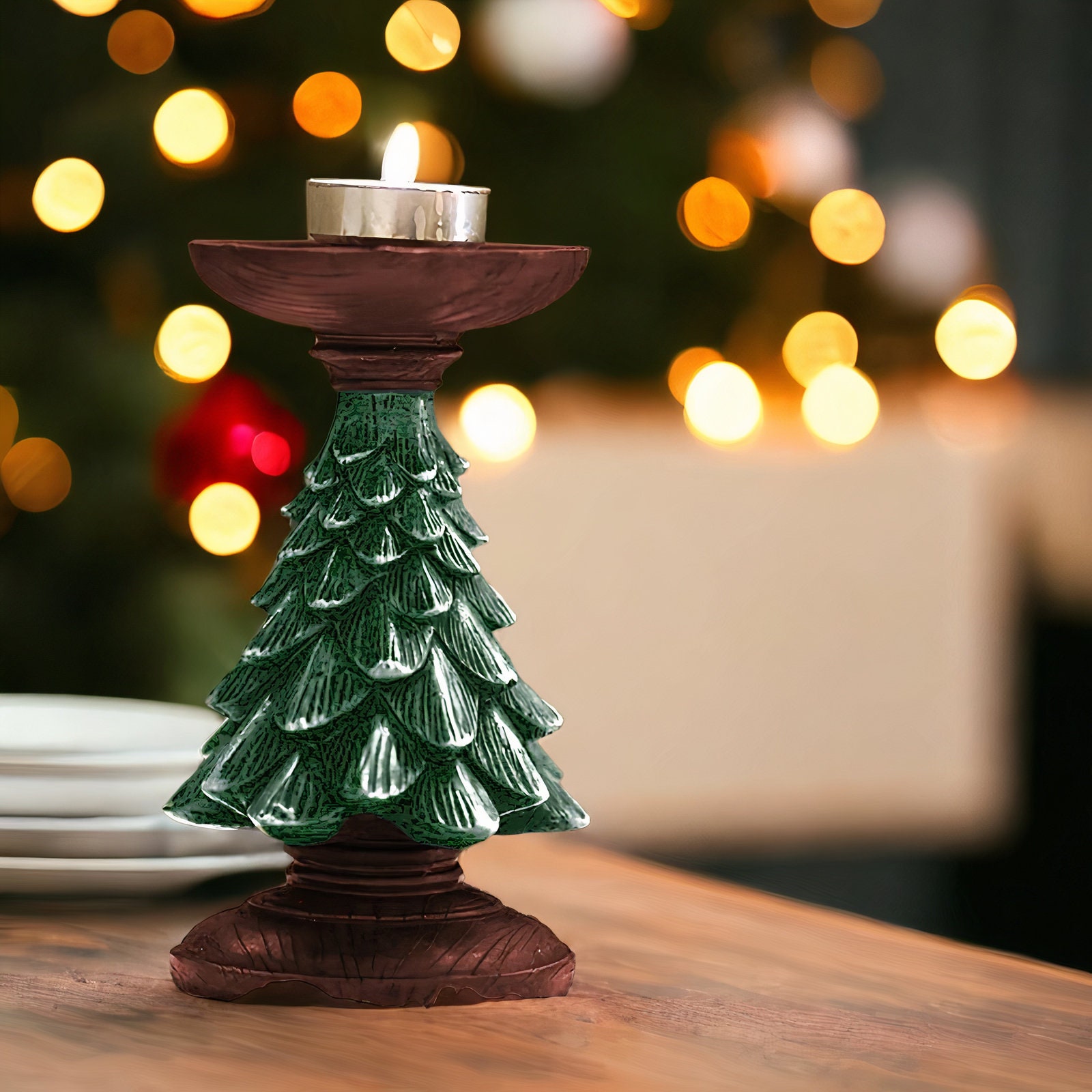 Stylish Christmas Tree Candle Holders for Small and Large Etsy