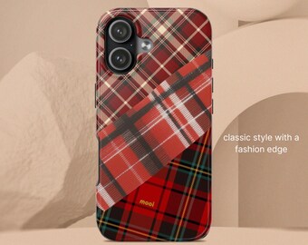 Red Plaid Phone Case | Glossy Red Tartan Check Original Design