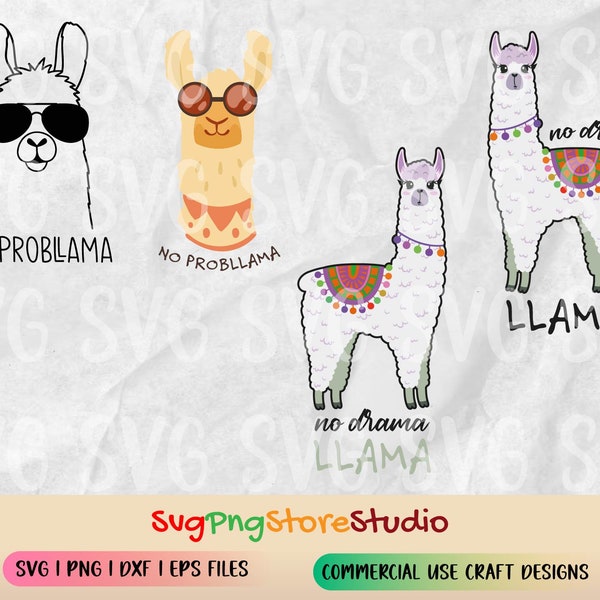 No Prob Llama Svg, No Problem Llama Svg, Funny Llama Quote Svg Dxf Eps Png, Cute Alpaca, Kids Clipart, Woman Shirt Design, Silhouette Cricut