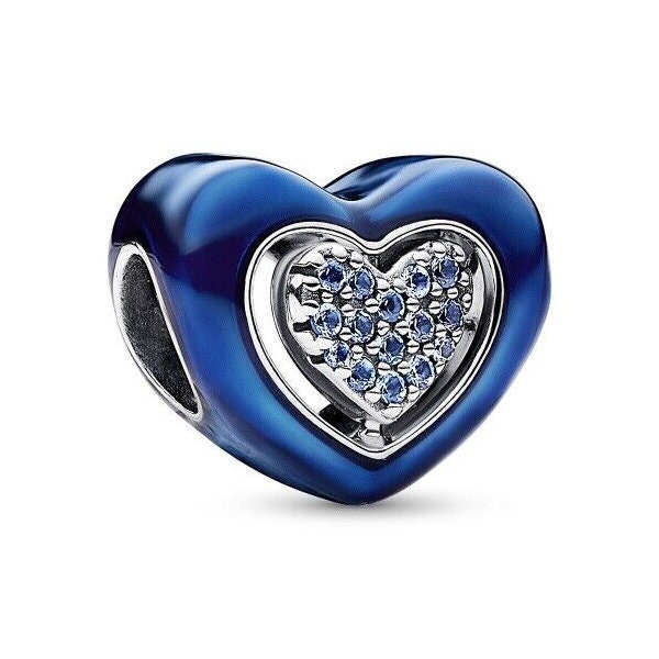 New Authentic Pandora Charm Silver 925 Blue Swivel Heart Etsy