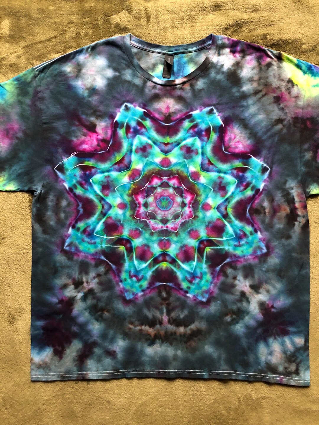 Handmade Mandala/alien Tie-dye T-shirt| Blue & Purple Galaxy Unisex Ice ...
