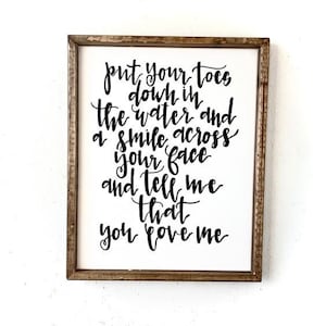 Wood Framed Canvas Sign Lyrics Handmade Wall Decor