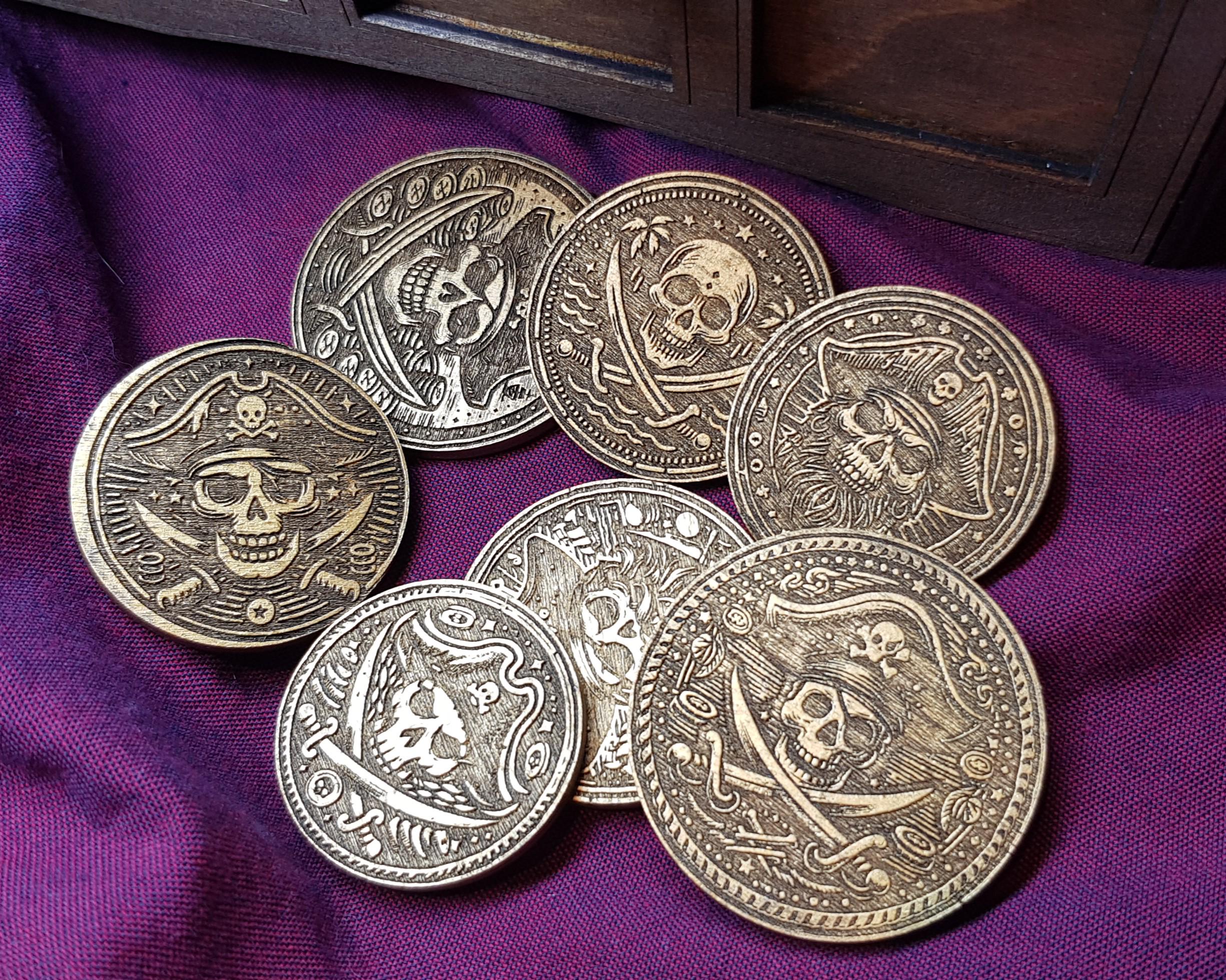 Pirate Coins - 5 Different Designs - Laser Cut Vector Files Cdr, Ai ...