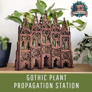 Gothic Pflanzenvermehrungsstation 3 mm, 1/8 Zoll, 3,3 mm, 4 mm, 4,5 mm, 5 mm, 6 mm. Laser cut Dateien svg, pdf, cdr, ai, dxf, digitales Produkt