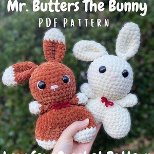 Mr. Butters The Bunny Low Sew Crochet Pattern | Crochet Bunny Pattern | Amigurumi Pattern | Crochet Plushie Pattern | Bunny Crochet Pattern
