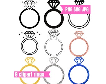 Ring SVG cut file for Cricut and Silhouette. diamond ring PNG weeding ring JPG Digital clipart, vector graphics. diamond ring glitter ring