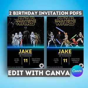 Printable birthday invite, Editable invitation, instant Download, wars star invitation, Stars war invite, darth vader birthday party
