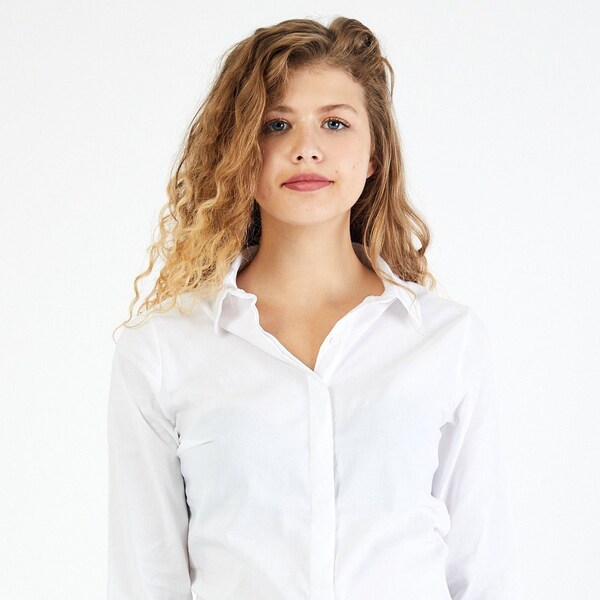 Chemise classique pour femmes, chemise blanche à manches longues, chemise à usage quotidien, chemise pour femmes élégante, haut de bureau secrétaire, chemise de bureau décontractée