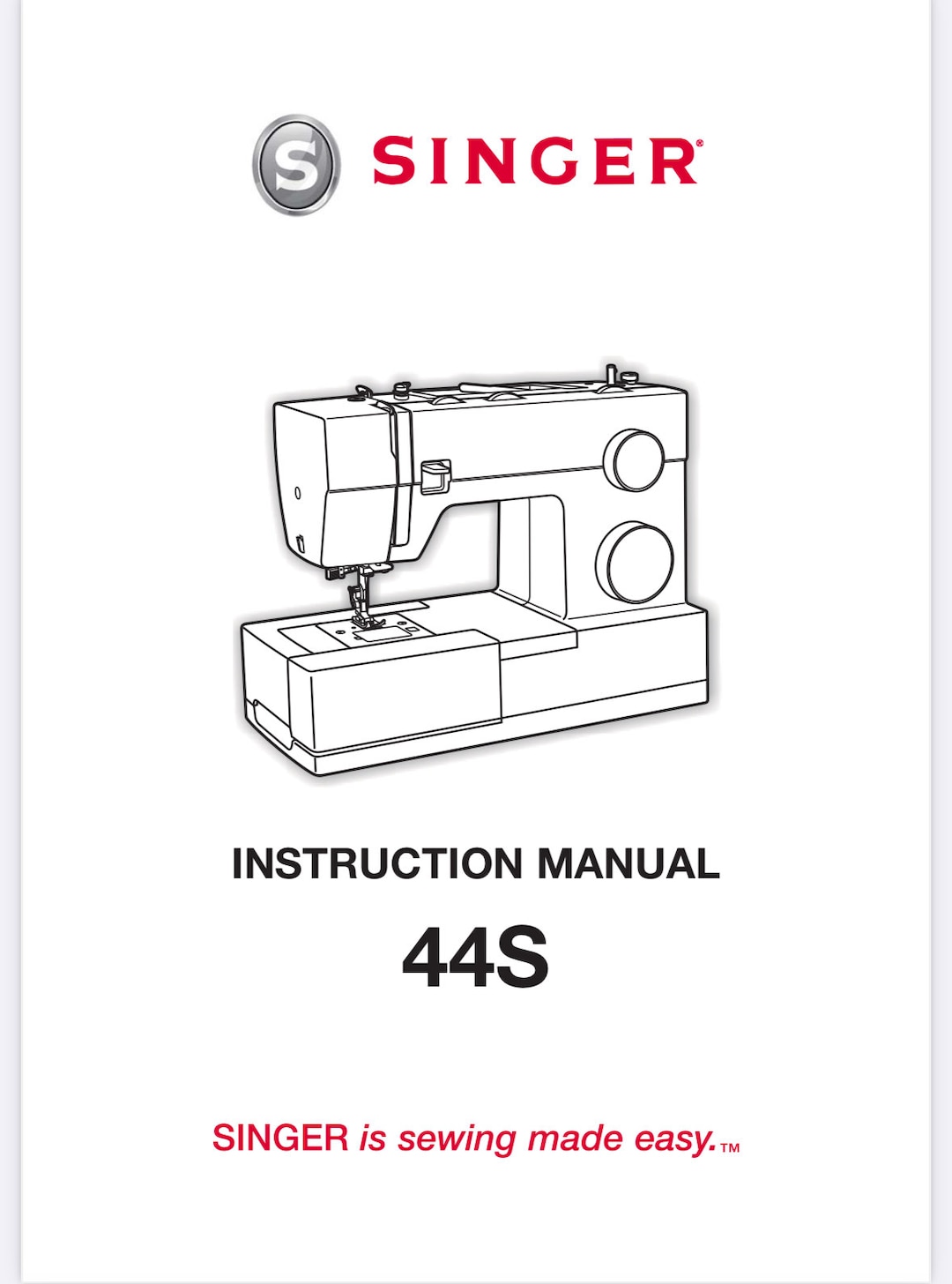 SINGER 44S Instruction Manual Sewing Machine in English Espanol Et