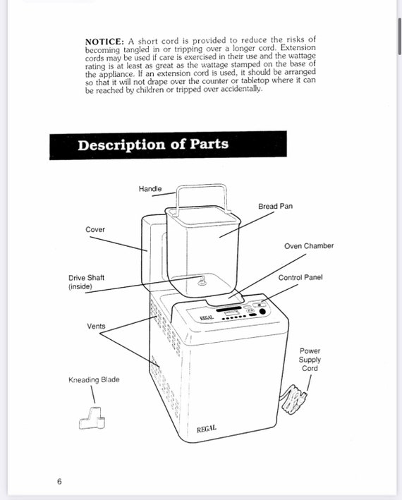 Regal C6750 K6750 Bread Maker Machine Owner Manual & Cookbook