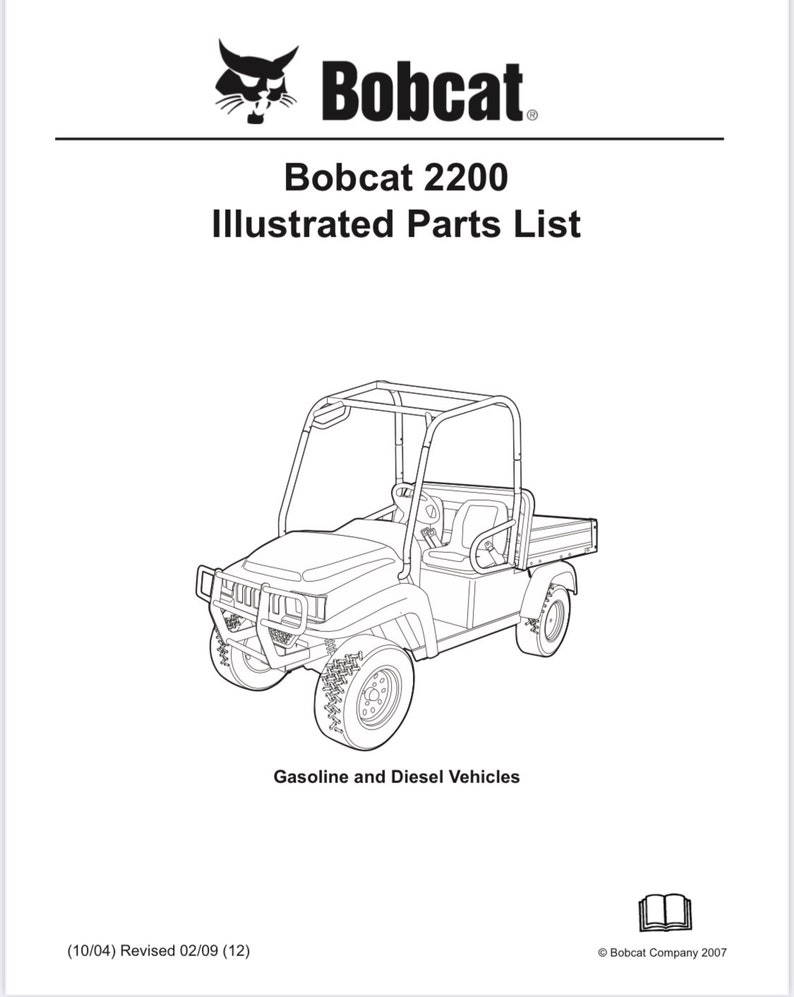 Bobcat 2200 Utility Vehicle ATV SXS Illustrated Parts List Etsy
