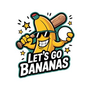 Funny Banana Baseball Player PNG: Sports Sublimation Design (Digital Download