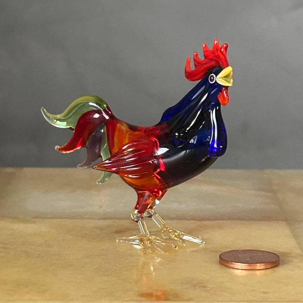 Murano Rooster I Blown Glass Rooster Figurine I Murano Rooster I Original Murano I Glass Bird Rooster Ornament I Glass Animals  Glass Figure