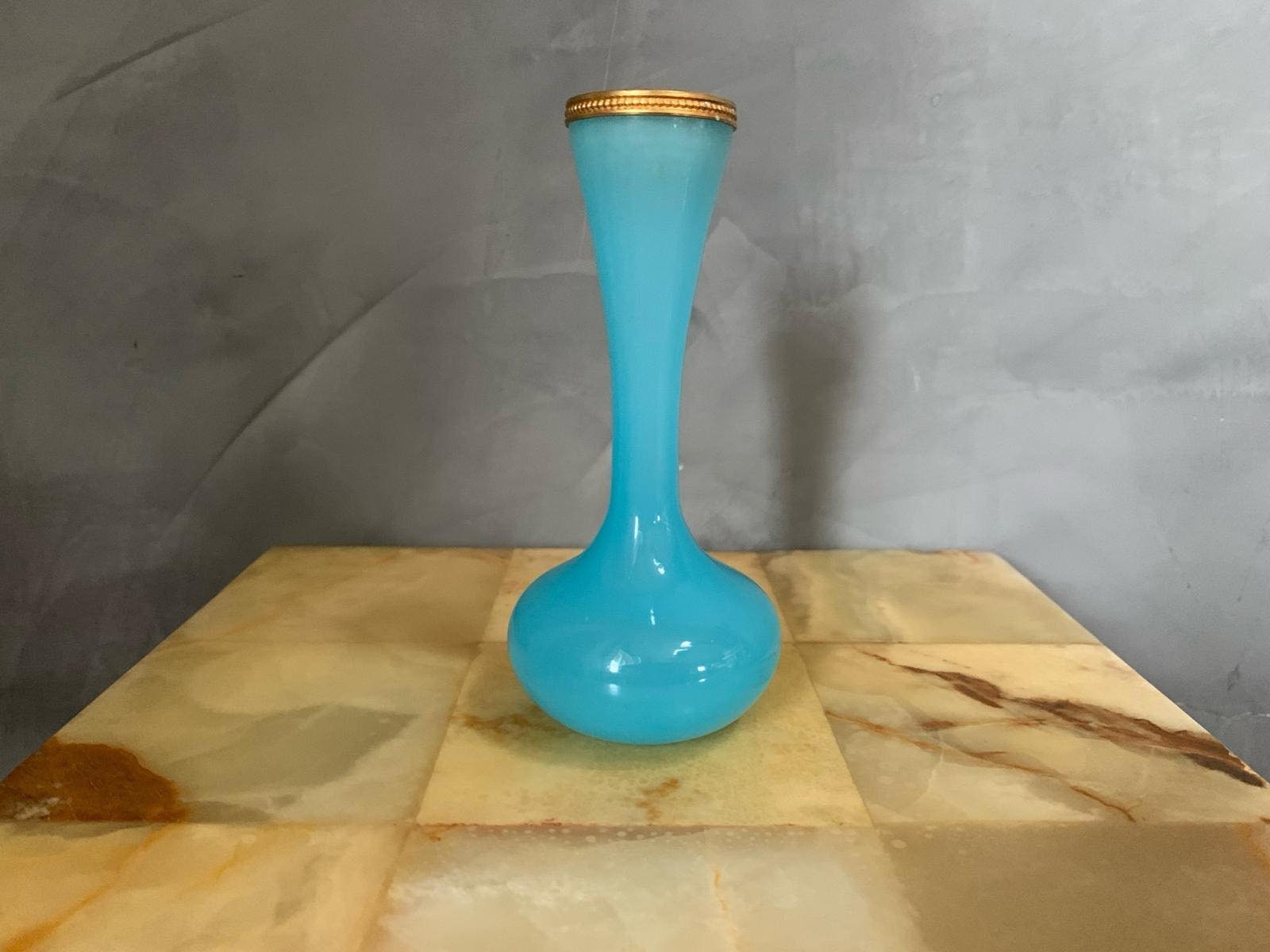 工芸品 Murano Glass Vase (Blue & Yellow) Vecchia Murano Glass Blue Vase - Etsy