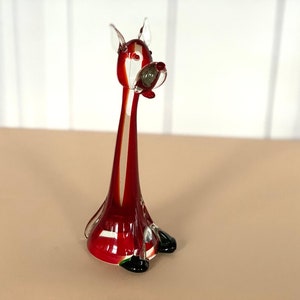 Murano 50&#39;s Large Red Dog Sculpture, Hand Blown Glass, Italian Mid Century Murano Glass, Art Glass, Home Decoration