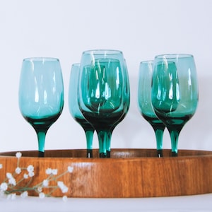 Vintage Stemware Set of 6 Crystal Glass, Party Shot Vintage, Home Decor, Set of Six Wine Green Goblets, Bar Modern Set, Wine Glass, Gift Set